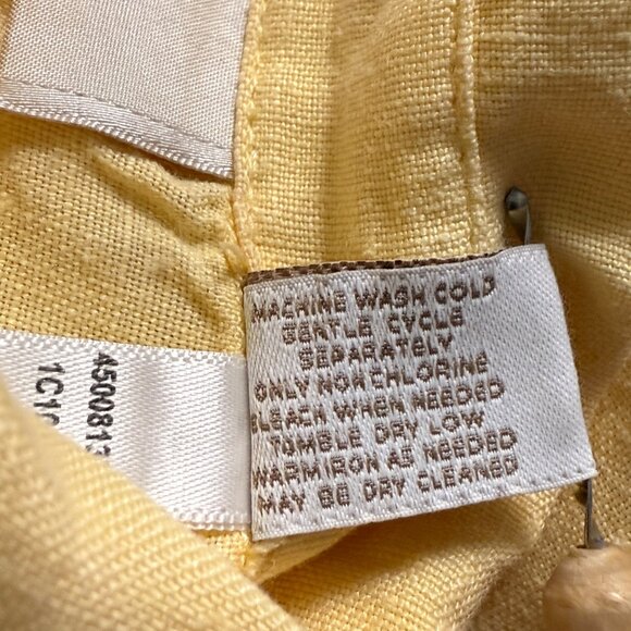 Chico’s size 2 (L) Yellow Linen long sleeve button front Lightweight Jacket - Picture 6 of 7